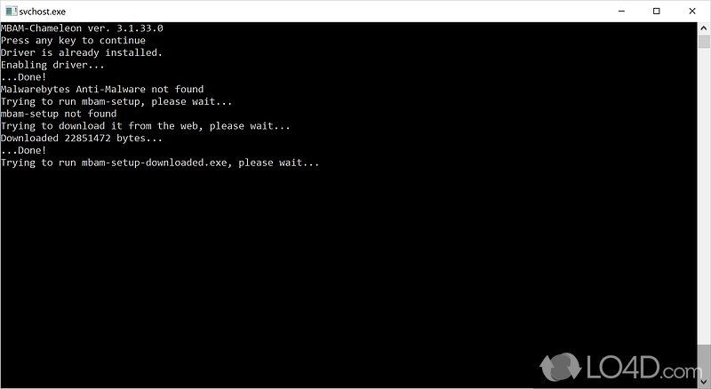 Malwarebytes Chameleon: User interface - Screenshot of Malwarebytes Chameleon