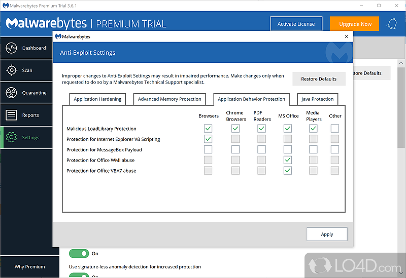 Offers added protection - Screenshot of Malwarebytes Premium