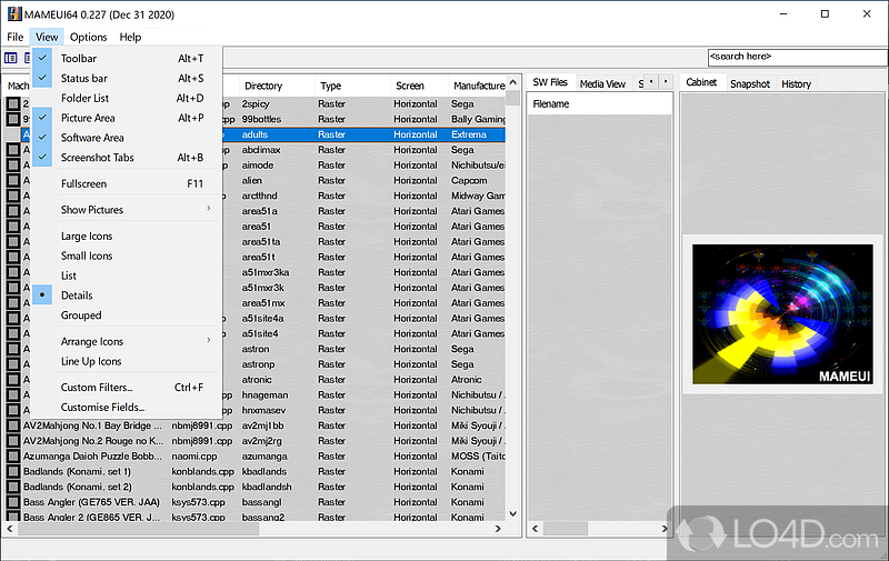 Portable MAME with a GUI - Screenshot of MAMEUI