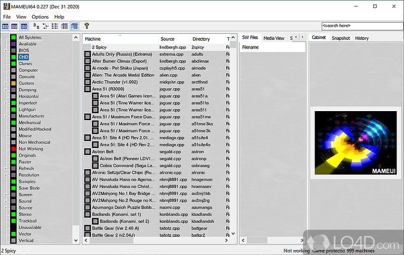 Enjoy the popular MAME emulator with a Graphic User Interface (GUI) on computer - Screenshot of MAMEUI