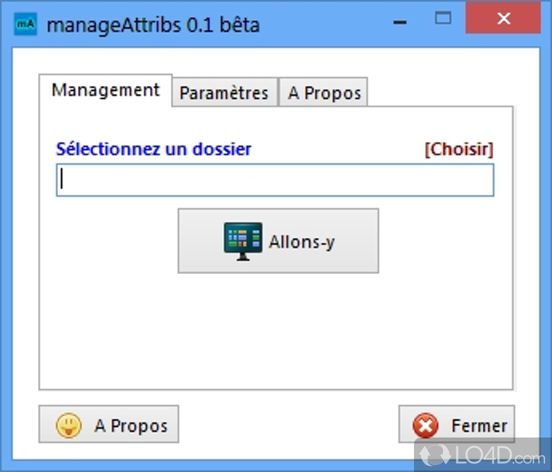 -to-handle and compact program that helps you alter the file attributes (archive - Screenshot of manageAttribs