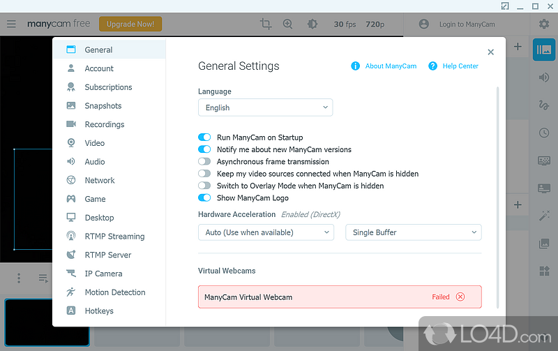 Use webcam on multiple programs (instant messengers) in the same time - Screenshot of ManyCam