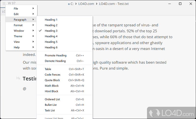 Text editor app which supports Markdown formatting - Screenshot of MarkText