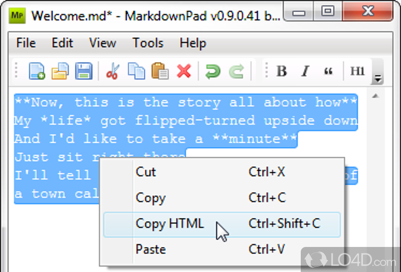 Live preview and syntax highlighting - Screenshot of MarkdownPad