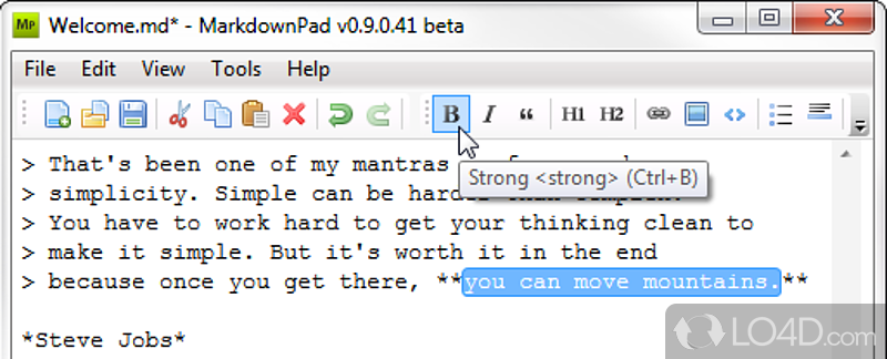 MarkdownPad: User interface - Screenshot of MarkdownPad