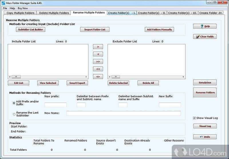 Mass Folder Manager Suite: User interface - Screenshot of Mass Folder Manager Suite
