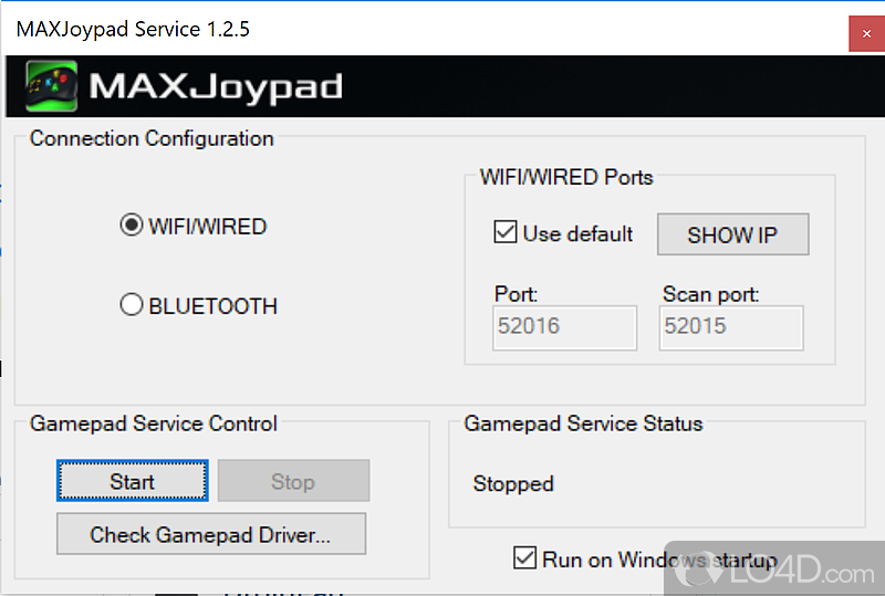 Turns Android device into a GamePad for Windows games - Screenshot of MAXJoypad