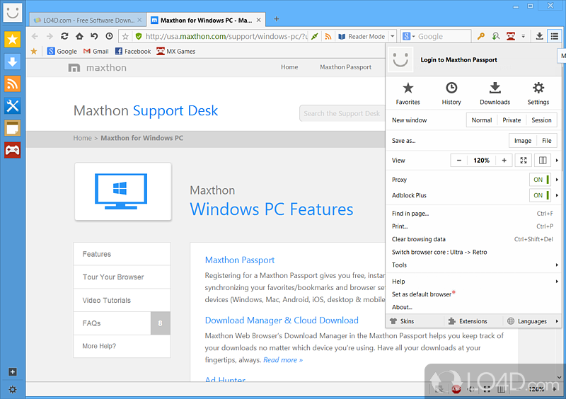 Snapshots and external tools - Screenshot of Maxthon Cloud Browser