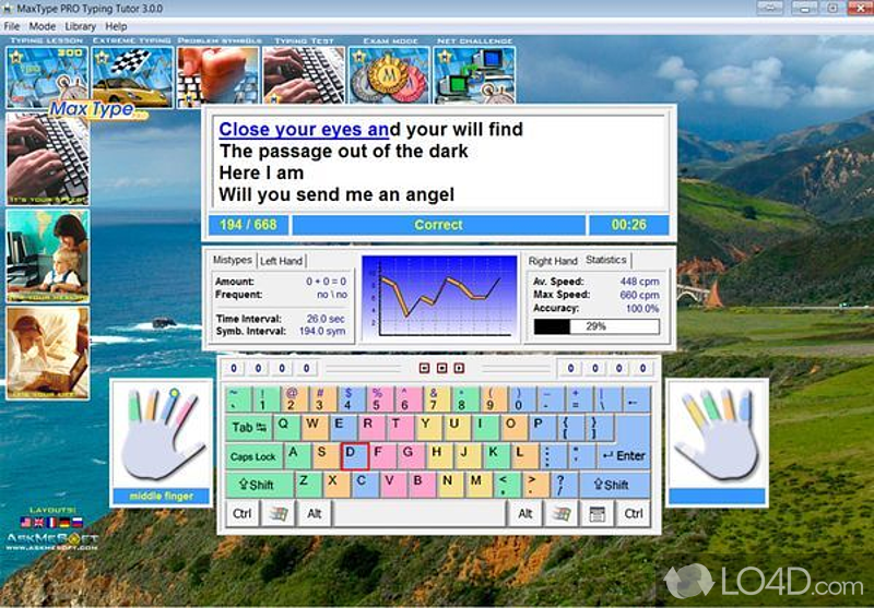 Typing tester - test and practice typing - Screenshot of MaxType Typing Tutor