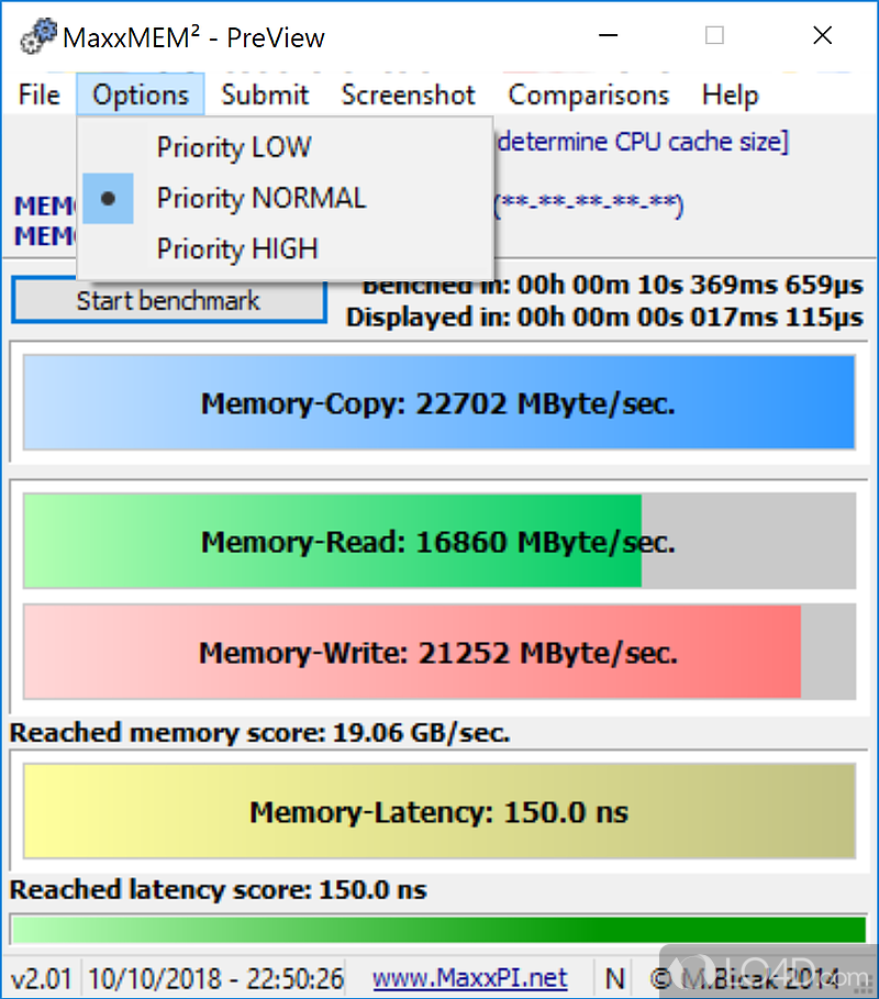 MaxxMEM2: User interface - Screenshot of MaxxMEM2