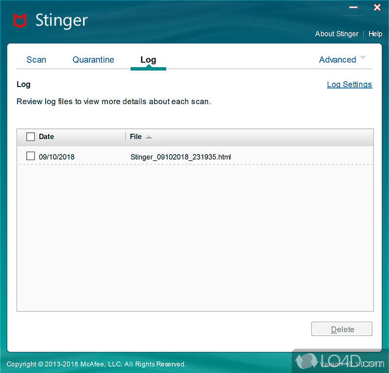 McAfee Stinger Portable: McAfee Stinger - Screenshot of McAfee Stinger Portable