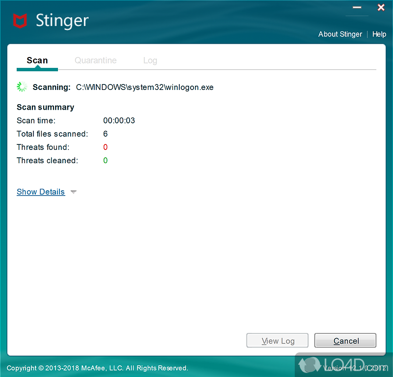 Detect then a wide range of viruses and other types of malware, without slowing down the PC - Screenshot of Trellix Stinger