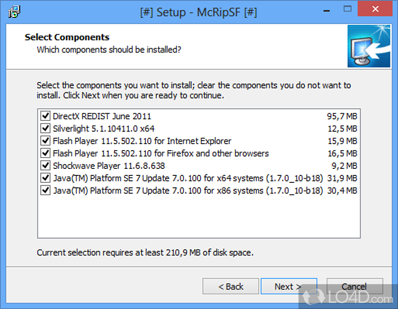 Practical software installer that provides you with updated redistributable packages for Flash - Screenshot of McRip SystemFiles