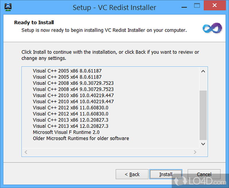 Packed with various VC versions and extra libraries - Screenshot of McRip VC Redist Installer