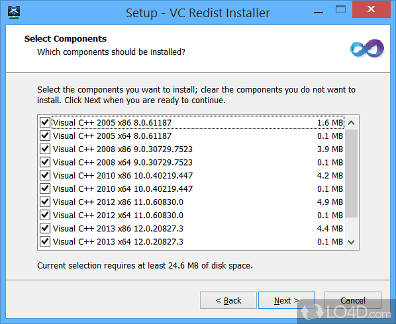Install multiple Visual C++ Runtimes with a single EXE file - Screenshot of McRip VC Redist Installer
