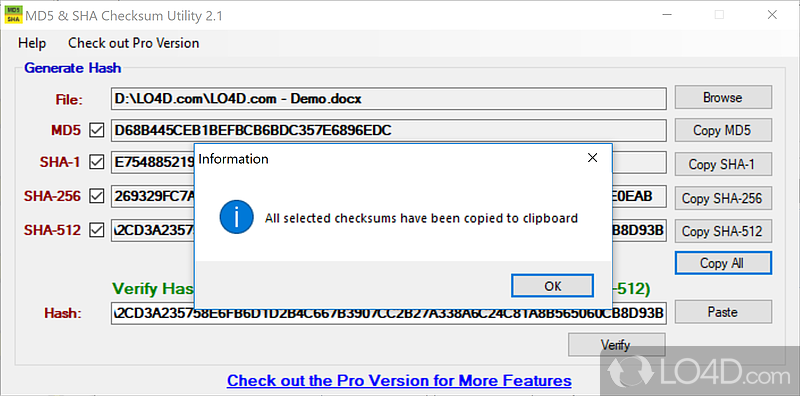 MD5 & SHA Checksum Utility: Hash functions - Screenshot of MD5 & SHA Checksum Utility