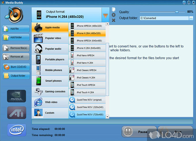 Converts almost any given multimedia files: video - Screenshot of Media Buddy