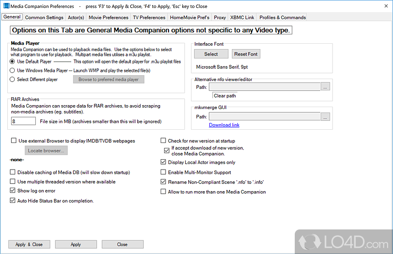 Media Companion: User interface - Screenshot of Media Companion