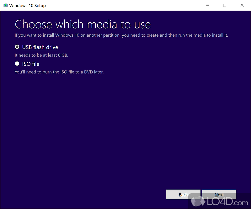 Create a bootable USB or an ISO image - Screenshot of Media Creation Tool