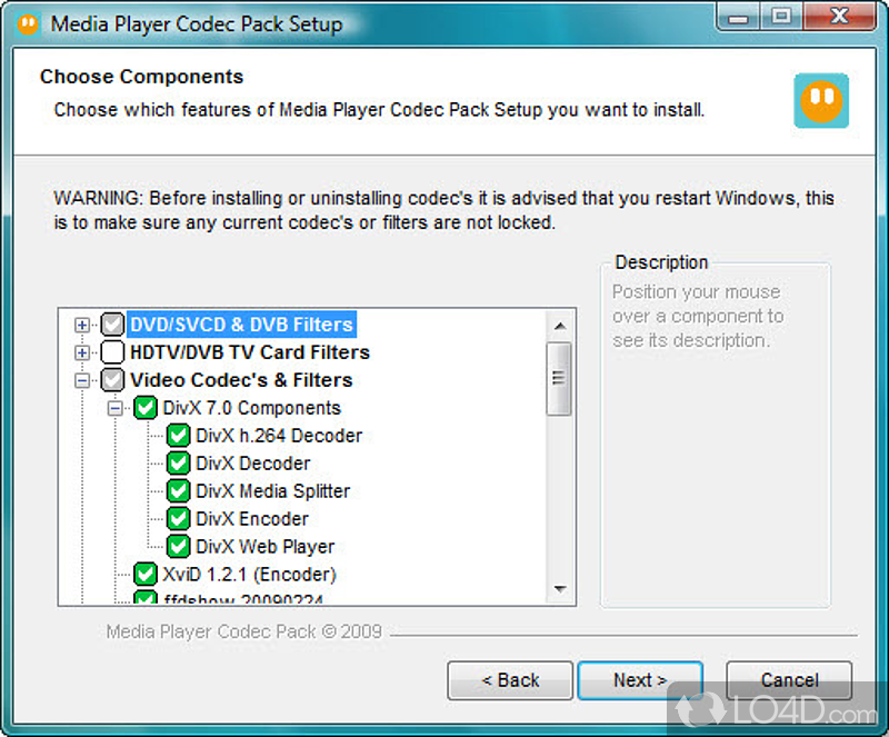 Codec pack for video and audio playback in player and make sure enjoy multimedia files at their best quality - Screenshot of Media Player Codec Pack