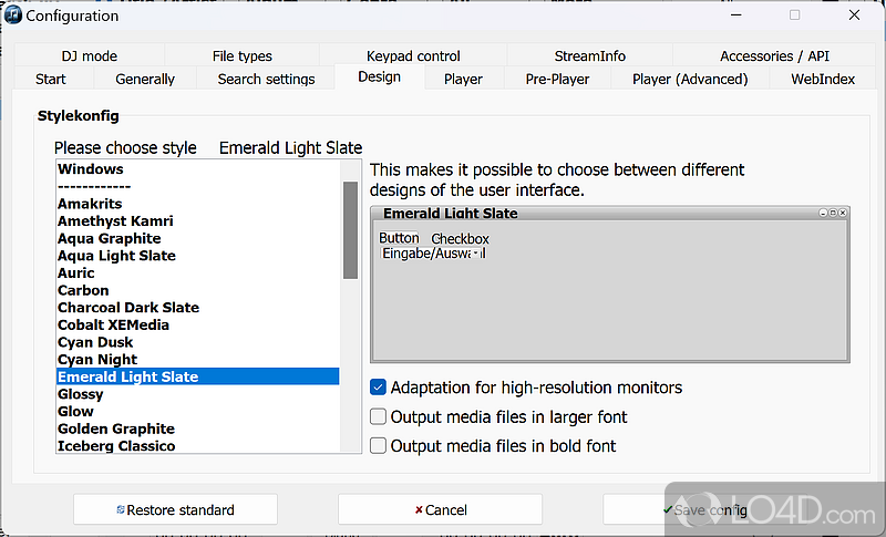 Media player with organizer with playlist control - Screenshot of MediaArchive