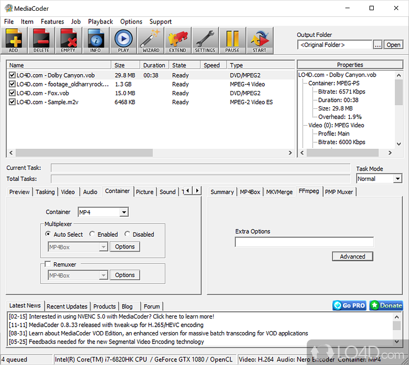 Universal audio / video transcoder - Screenshot of MediaCoder