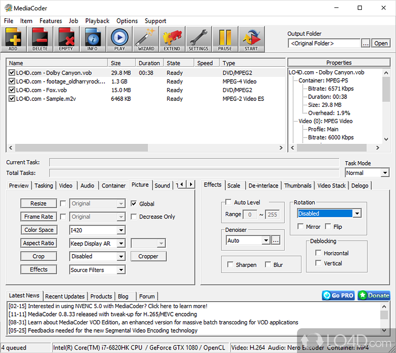 Universal media transcoder, putting together lots of excellent audio/video codecs - Screenshot of MediaCoder