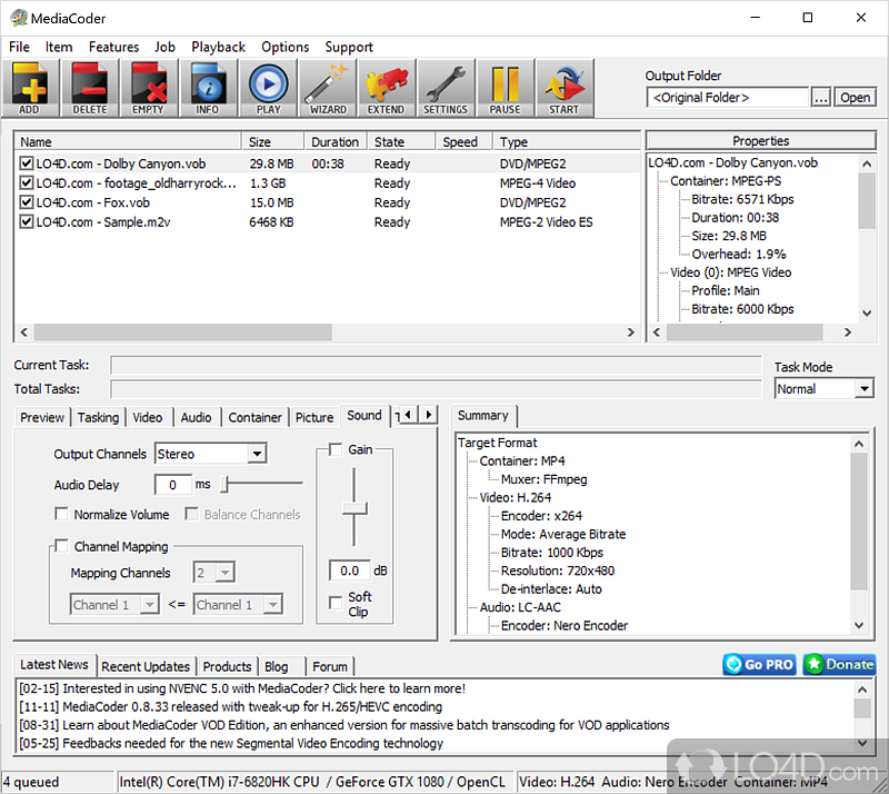 Universal media transcoding software - Screenshot of MediaCoder