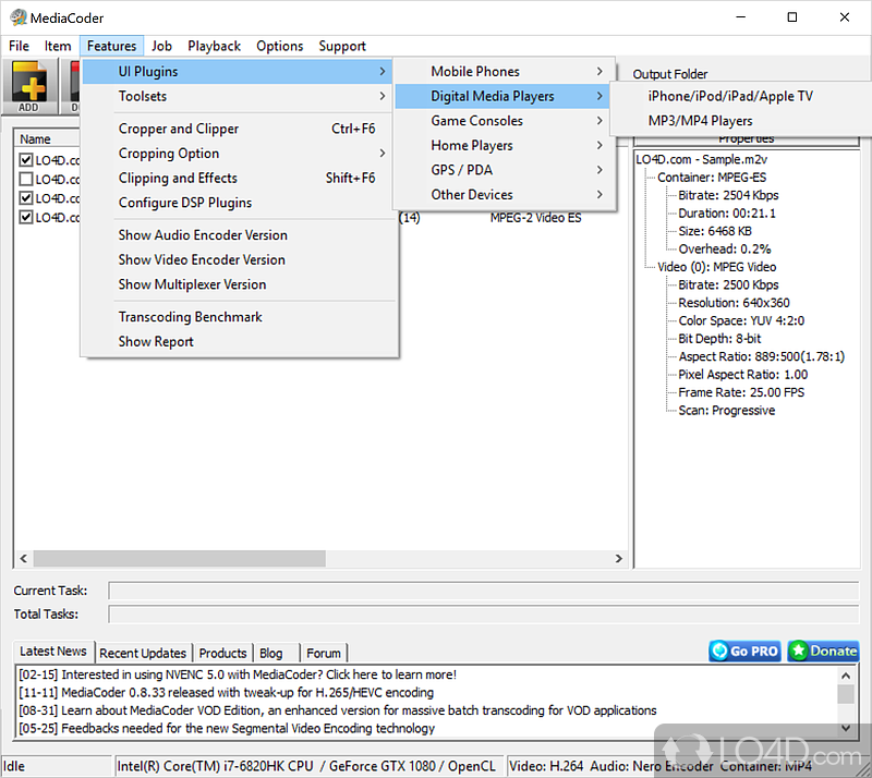 Transcoding solution with a rich set of adjustable parameters - Screenshot of MediaCoder