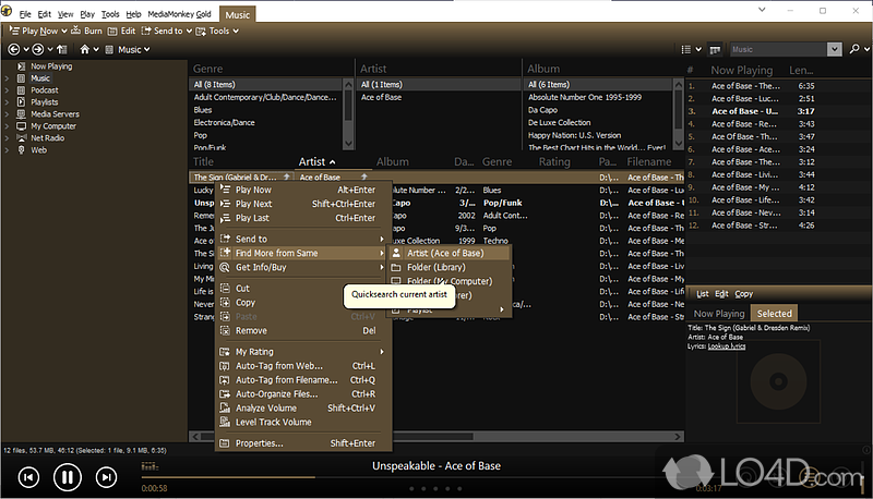 File organizer with support for categories - Screenshot of MediaMonkey