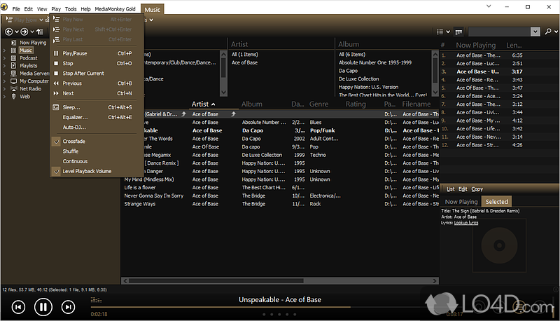 Organize music library, play multimedia files - Screenshot of MediaMonkey