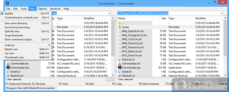 MeeSoft Commander: User interface - Screenshot of MeeSoft Commander