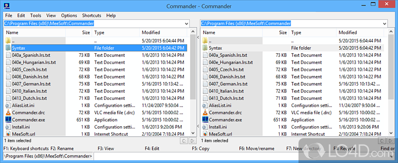 File manager to quickly and easily organize the structure of personal folders alongside some pretty functions - Screenshot of MeeSoft Commander