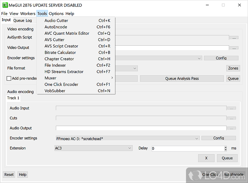 Open-source tool to process and convert your video and audio files - Screenshot of MeGUI