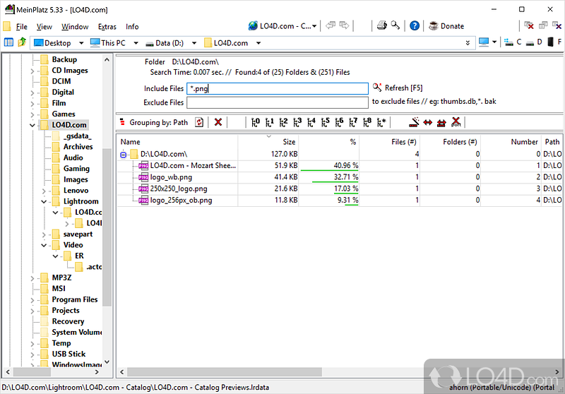 Analyze HDD and identify big files - Screenshot of MeinPlatz