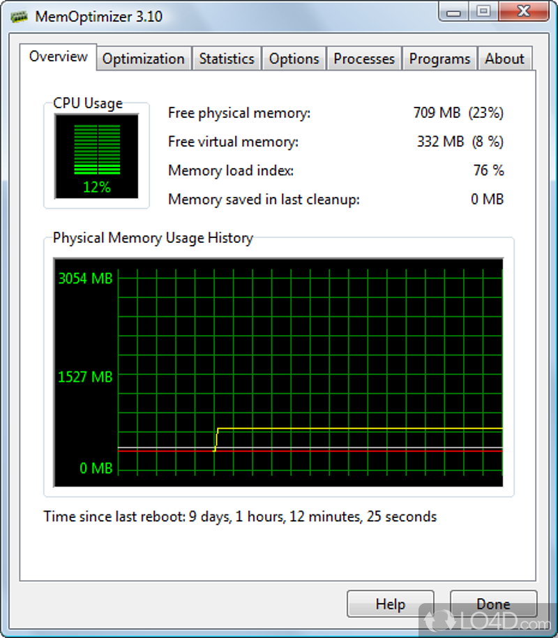 Prevent crashes and improve system's performance by freeing up unused RAM - Screenshot of MemOptimizer