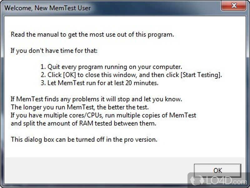 Test the RAM memory - Screenshot of MemTest