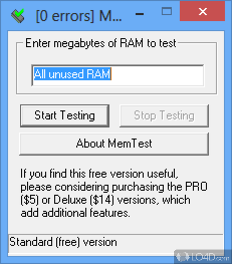 Powerful RAM testing tool that can easily evaluate the reliability of RAM memory by checking data storage - Screenshot of MemTest