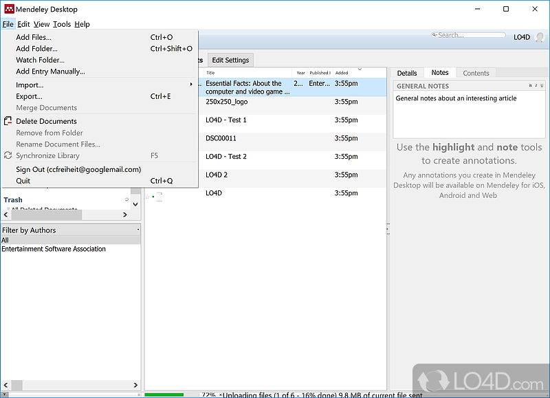 mendeley desktop text size