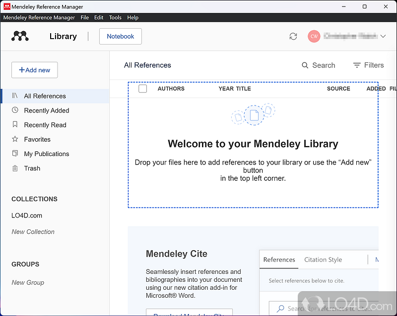 Free reference manager and research management tool for PC - Screenshot of Mendeley Reference Manager