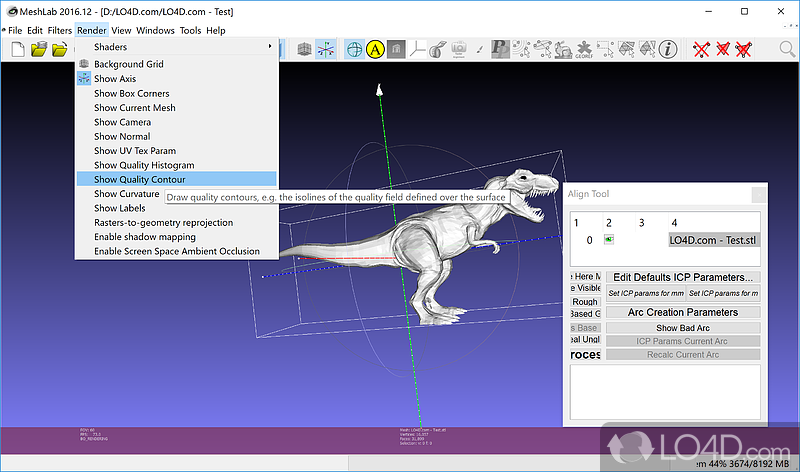 A free processing software system for 3D triangular meshes - Screenshot of MeshLab