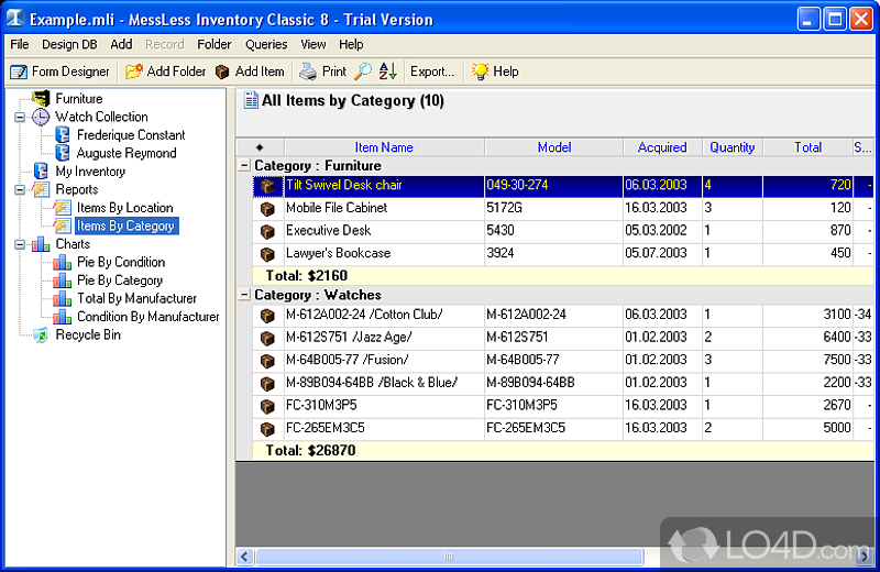 Sleek and clean user interface - Screenshot of MessLess Inventory