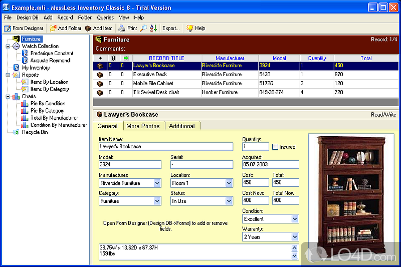 Software solution to keep an inventory of household items - Screenshot of MessLess Inventory