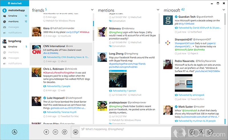 Practical and attractive desktop Twitter app - Screenshot of MetroTwit
