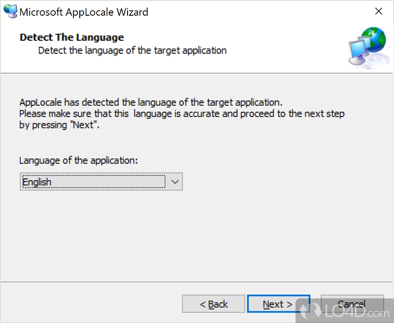 Microsoft AppLocale: User interface - Screenshot of Microsoft AppLocale