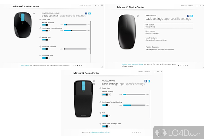Software for MS mouse and keyboards - Screenshot of Microsoft Device Center x32
