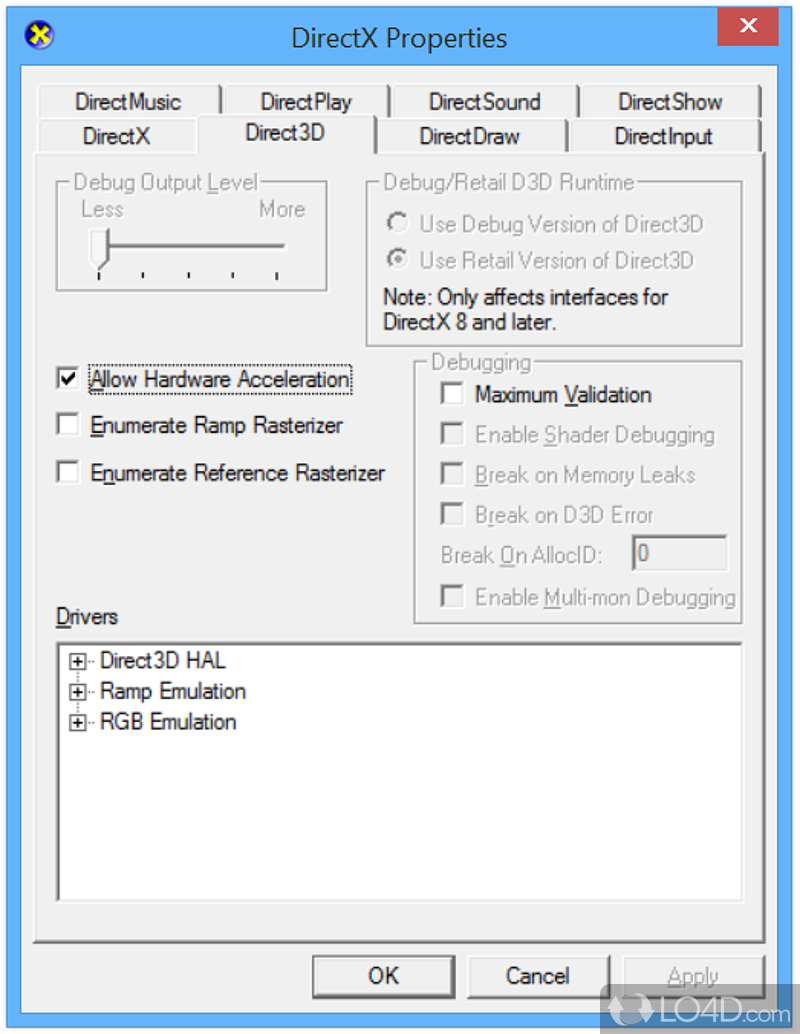 dxcpl directx 12 emulator windows 10