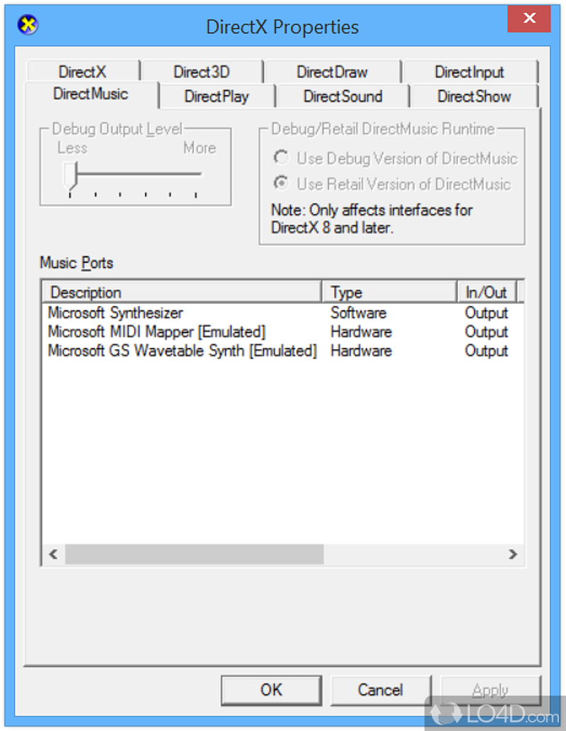 Icon link in Control Panel to access DirectX faster - Screenshot of DirectX Control Panel