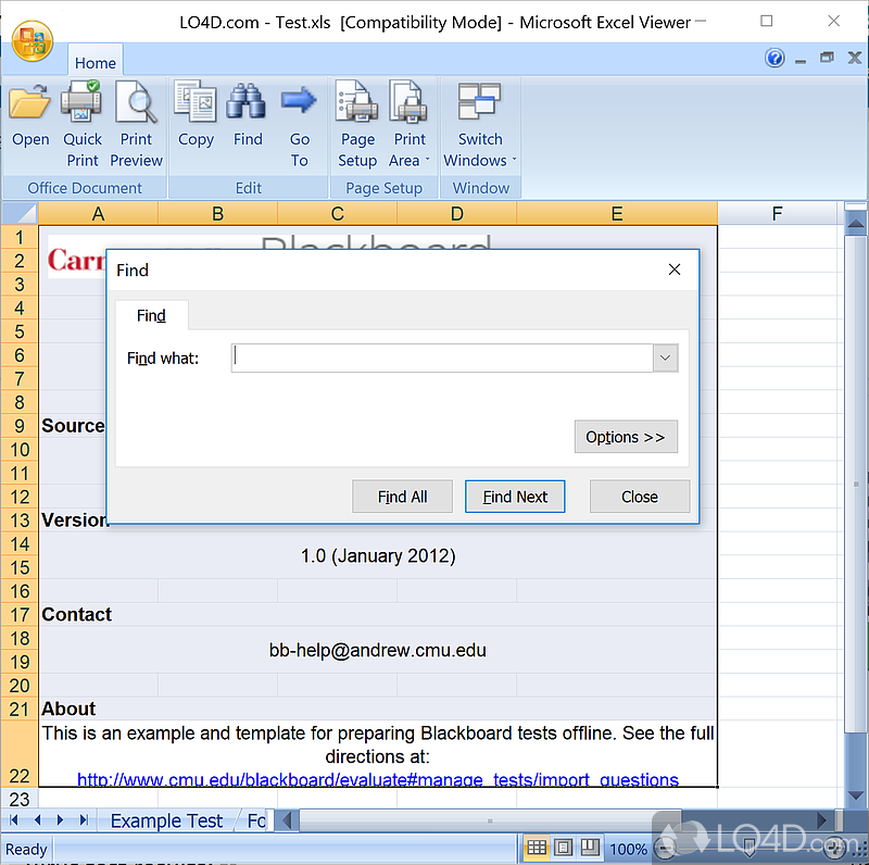 Microsoft Excel Viewer: Microsoft Office - Screenshot of Microsoft Excel Viewer