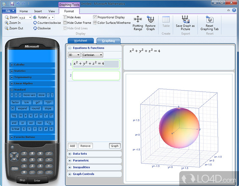 Microsoft Mathematics: Equation solver - Screenshot of Microsoft Mathematics